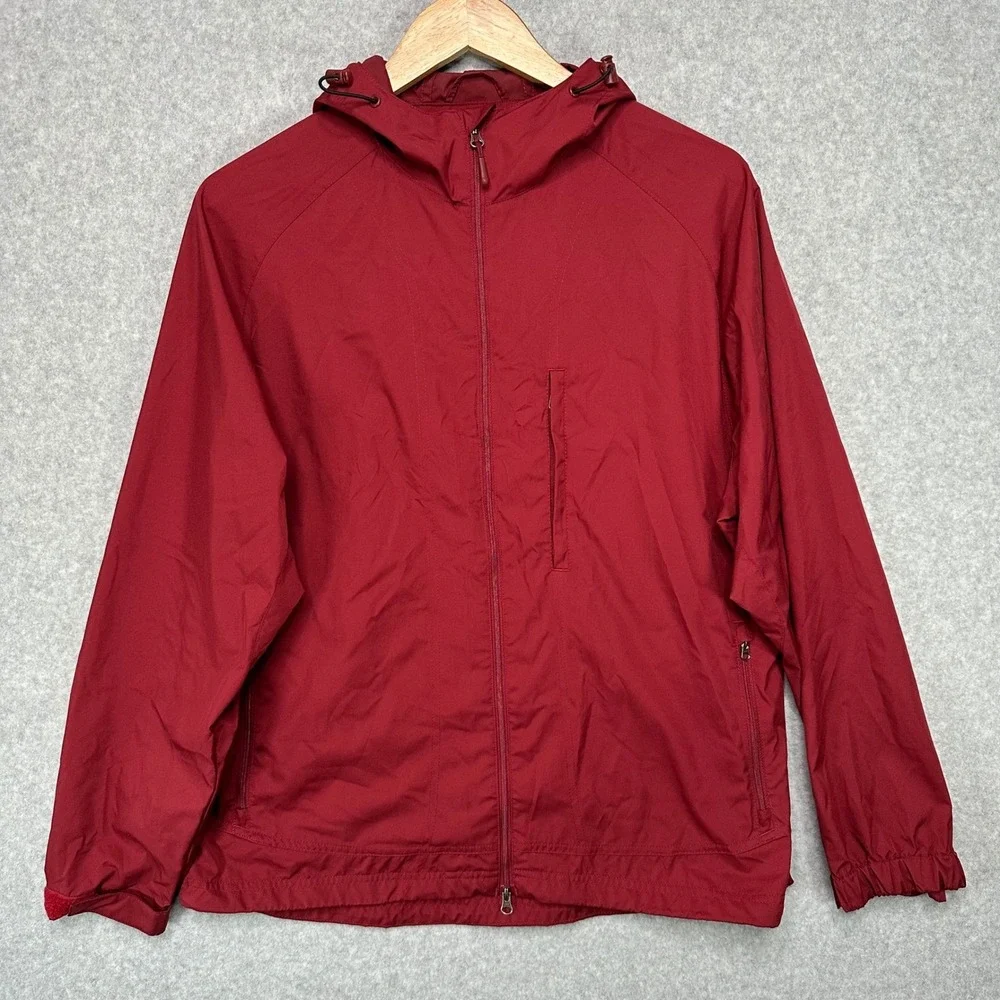 Royal Robbins Red Hooded Lightweight Full Zip Rain Jacket Windbreaker Mens L